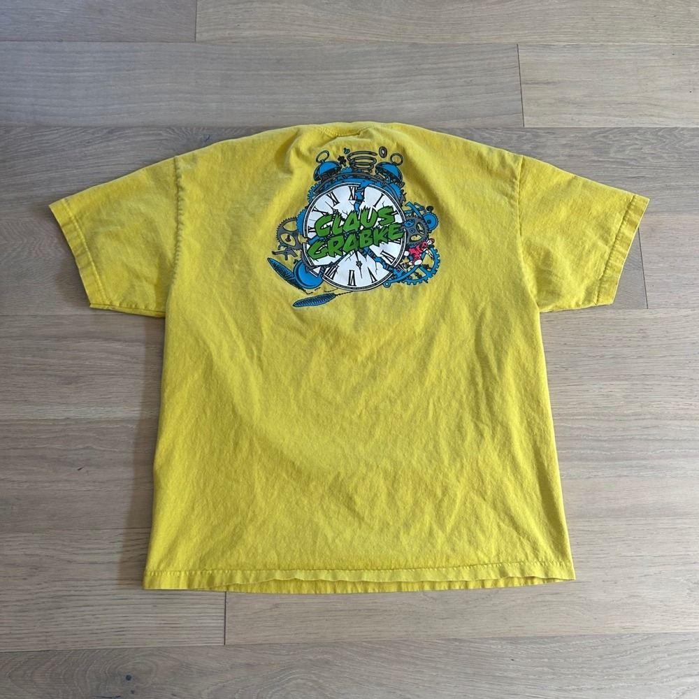 Santa Cruz Claus Grabke Exploding Clock Graphic Shirt Mens XL Yellow Skater Tee